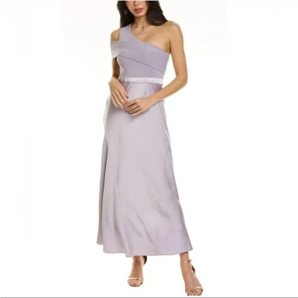 NWT Ted Baker Ivena Asymmetrical Knit Bodice Satin‎ Skirt Lilac Dress 4 Formal